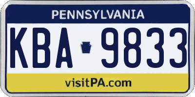 PA license plate KBA9833