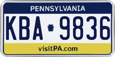 PA license plate KBA9836