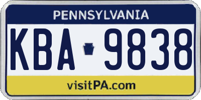 PA license plate KBA9838