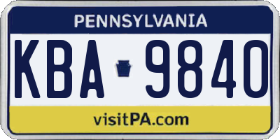 PA license plate KBA9840