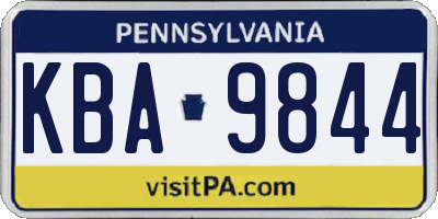 PA license plate KBA9844