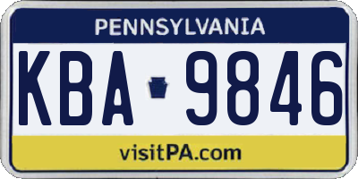 PA license plate KBA9846