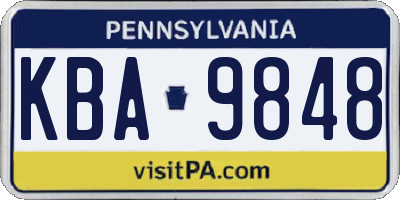 PA license plate KBA9848