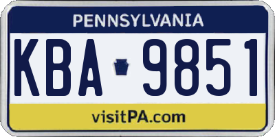 PA license plate KBA9851