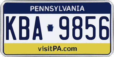 PA license plate KBA9856