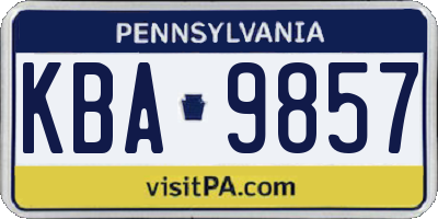 PA license plate KBA9857