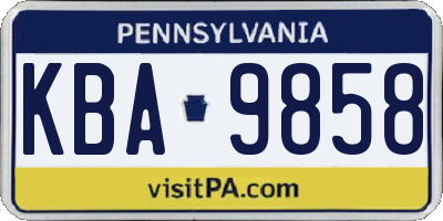 PA license plate KBA9858
