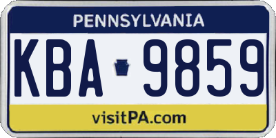 PA license plate KBA9859