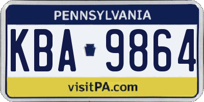 PA license plate KBA9864