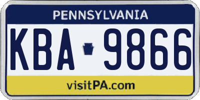 PA license plate KBA9866