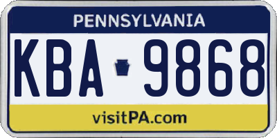 PA license plate KBA9868