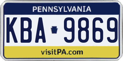 PA license plate KBA9869