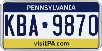 PA license plate KBA9870