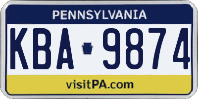 PA license plate KBA9874