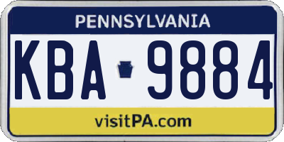 PA license plate KBA9884