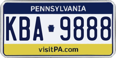 PA license plate KBA9888