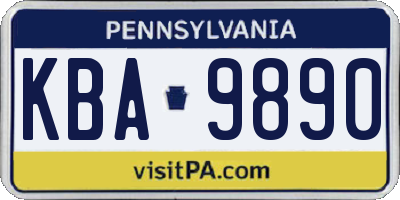 PA license plate KBA9890