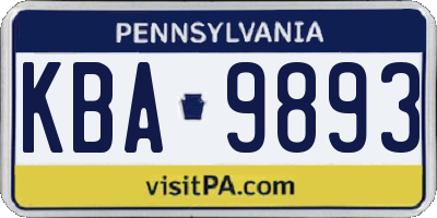 PA license plate KBA9893