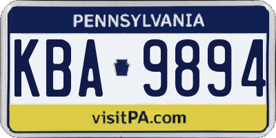 PA license plate KBA9894