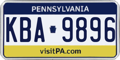 PA license plate KBA9896