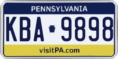 PA license plate KBA9898