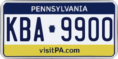 PA license plate KBA9900