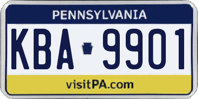 PA license plate KBA9901