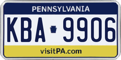 PA license plate KBA9906
