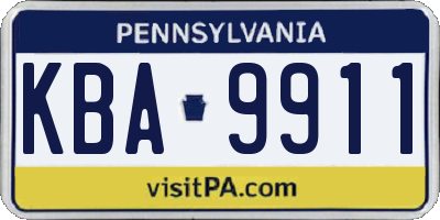 PA license plate KBA9911
