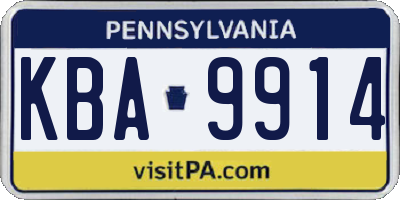 PA license plate KBA9914