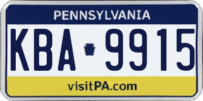 PA license plate KBA9915