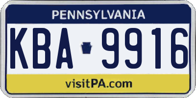 PA license plate KBA9916