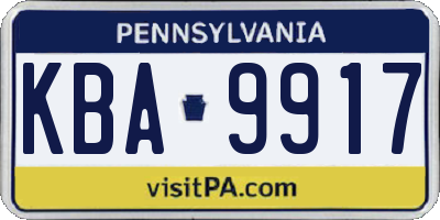 PA license plate KBA9917