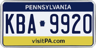 PA license plate KBA9920