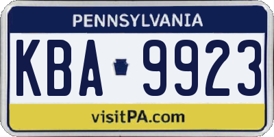 PA license plate KBA9923