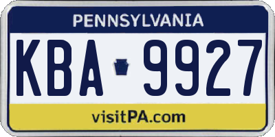 PA license plate KBA9927
