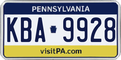 PA license plate KBA9928
