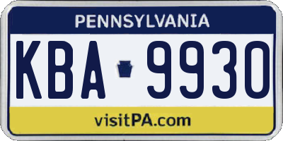 PA license plate KBA9930