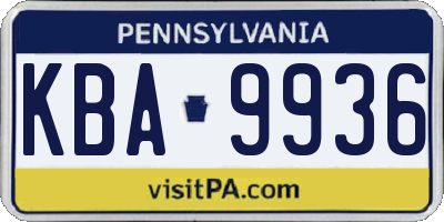 PA license plate KBA9936