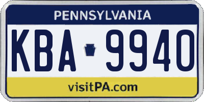 PA license plate KBA9940