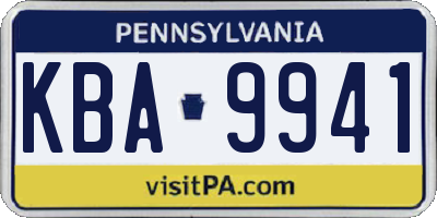 PA license plate KBA9941