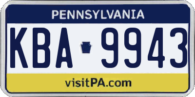 PA license plate KBA9943