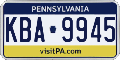 PA license plate KBA9945
