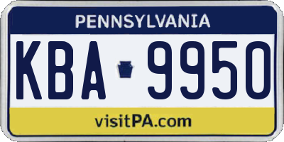 PA license plate KBA9950