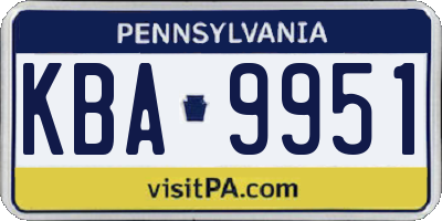 PA license plate KBA9951