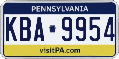 PA license plate KBA9954