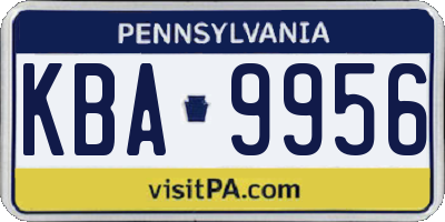 PA license plate KBA9956