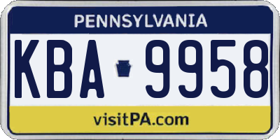 PA license plate KBA9958