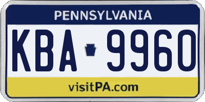 PA license plate KBA9960