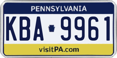 PA license plate KBA9961